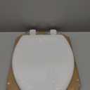 Mayfair Linden Slow Close Toilet Seat, Non Slip Heavy Duty Wood, Easy Install, Elongated, White