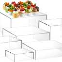 Leinuosen 6 Pcs Acrylic Buffet Risers Stands for Food Display Cubes Box, 6 to 11 Inch Square Catering Table Dessert Decorative for Wedding Brunch Setup Party Jewelry Collectible, Hollow Bottom (Clear)