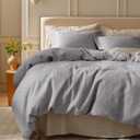 Bedsure Cotton Duvet Cover King - 100% Cotton Waffle Weave Grey Duvet Cover King Size, PureWoven Breathable Bedding Set for All Season, 3 Pieces, 104"x90"