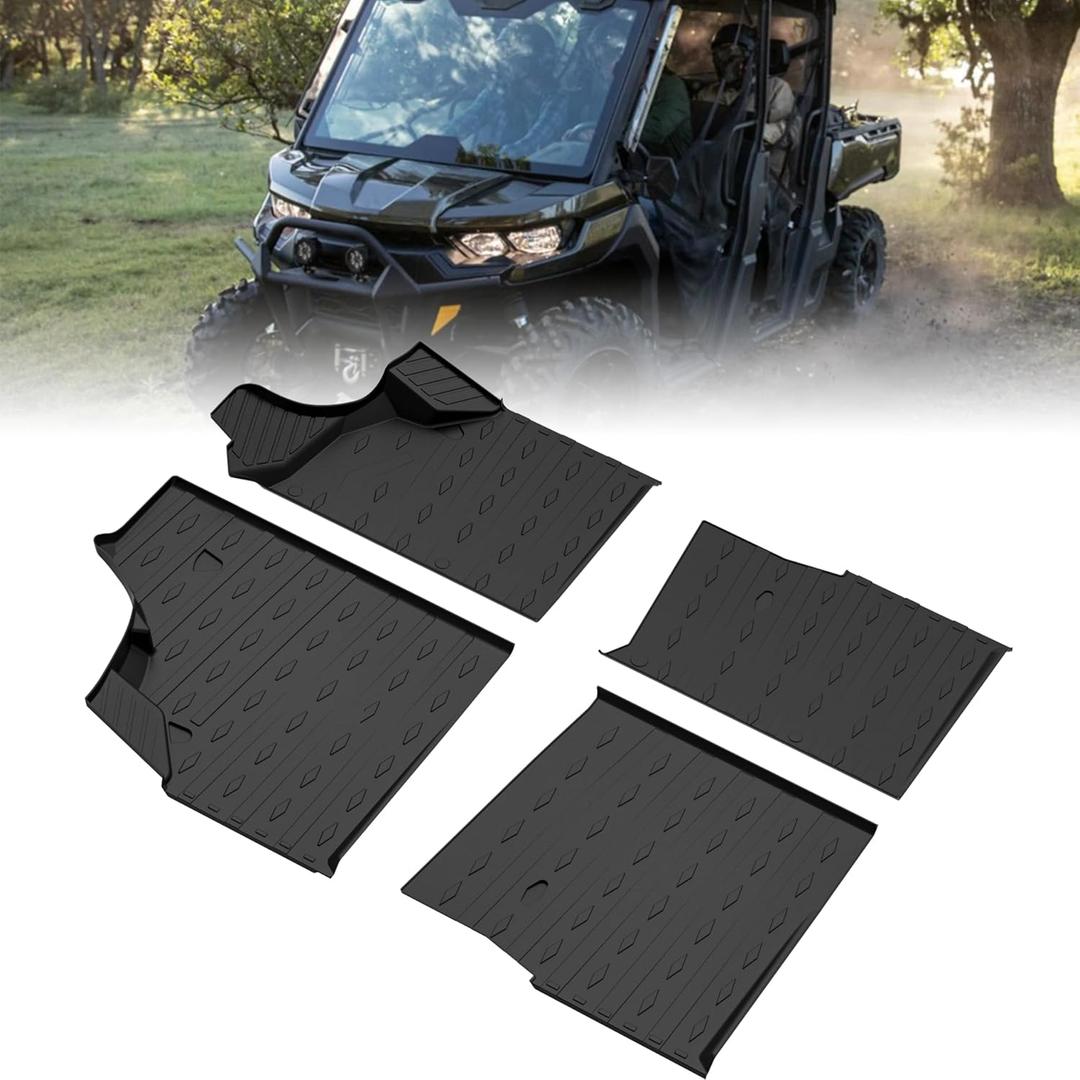 SAUTVS TPE Floor Mats for Can Am Defender Max, Rubber Front and Rear Row Floor Liners All Weather Protection Slush Mats for Can-Am Defender MAX HD7 HD8 HD9 HD10 2016-2025 Accessories (4PCS)
