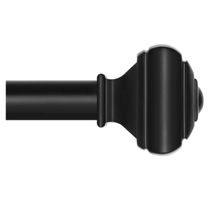 Adjustable Curtains Rods for Windows 48 to 84 Inch, USFOOK 7/8 Inch Splicing Single Curtain Pole Set, Decorative Drapery Rods 32 to 86 Inch for Home, Black Square Finials