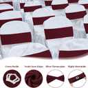 VitalCozy 50 Pcs Stretch Chair Sashes with Crown Chair Sashes with Buckle Slider Wedding Elastic Cover for Party Bridal Baby Shower Ceremony Reception Banquet(Burgundy)