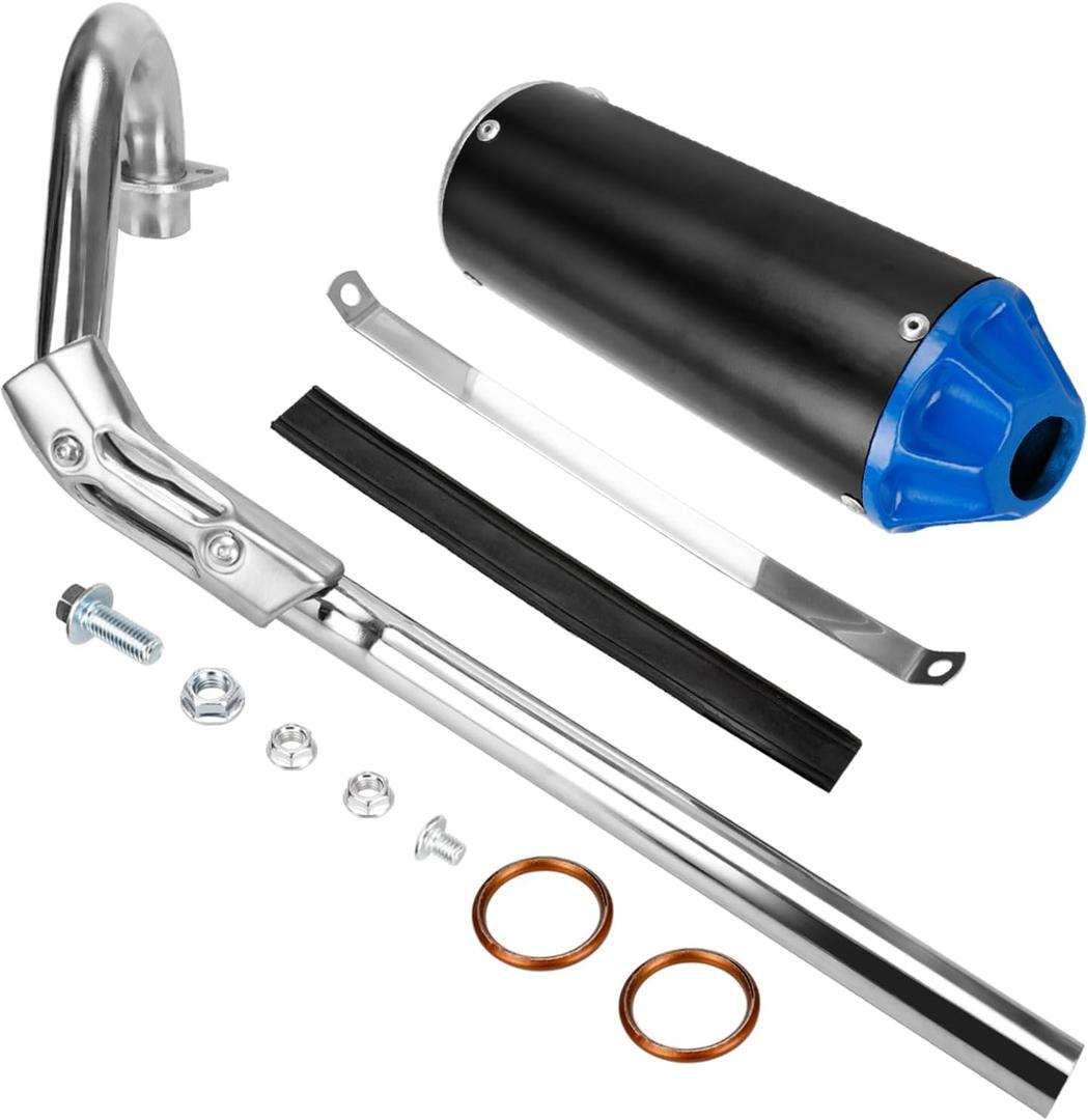 FVRITO High Performance Exhaust Muffler Silencer Pipe Assembly kit for CRF50 XR50 70cc 110cc 125cc Taotao DB14 DB10 SSR SR110 Rocketa xpro db-x20 SDG Coolster Ex16 Chinese Pit Dirt Bike Blue