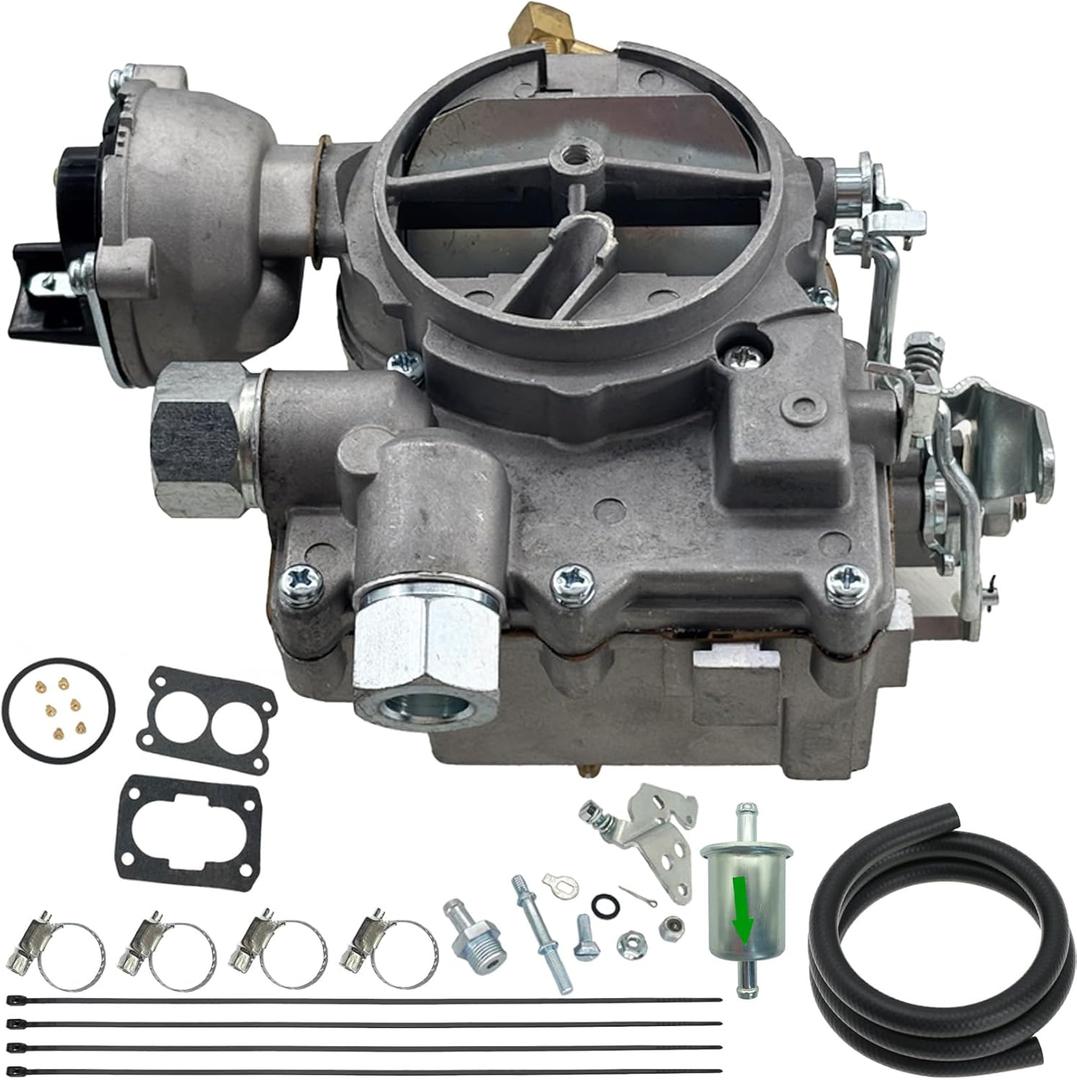 3310-804622R1 3310-86448A1 Marine Carburetor Replacement for Rochester 2 Barrel Mercarb Carburetor V8 5.0L 305 5.7L 350 Mercruiser Engine with Electric Choke (Sliver)