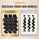 WEQUEEN Body Wave Bundles Human Hair 16A Brazilian Virgin Hair Bundles, Silky and Soft, 18 20 22 Inch Thick Weave Natural Black