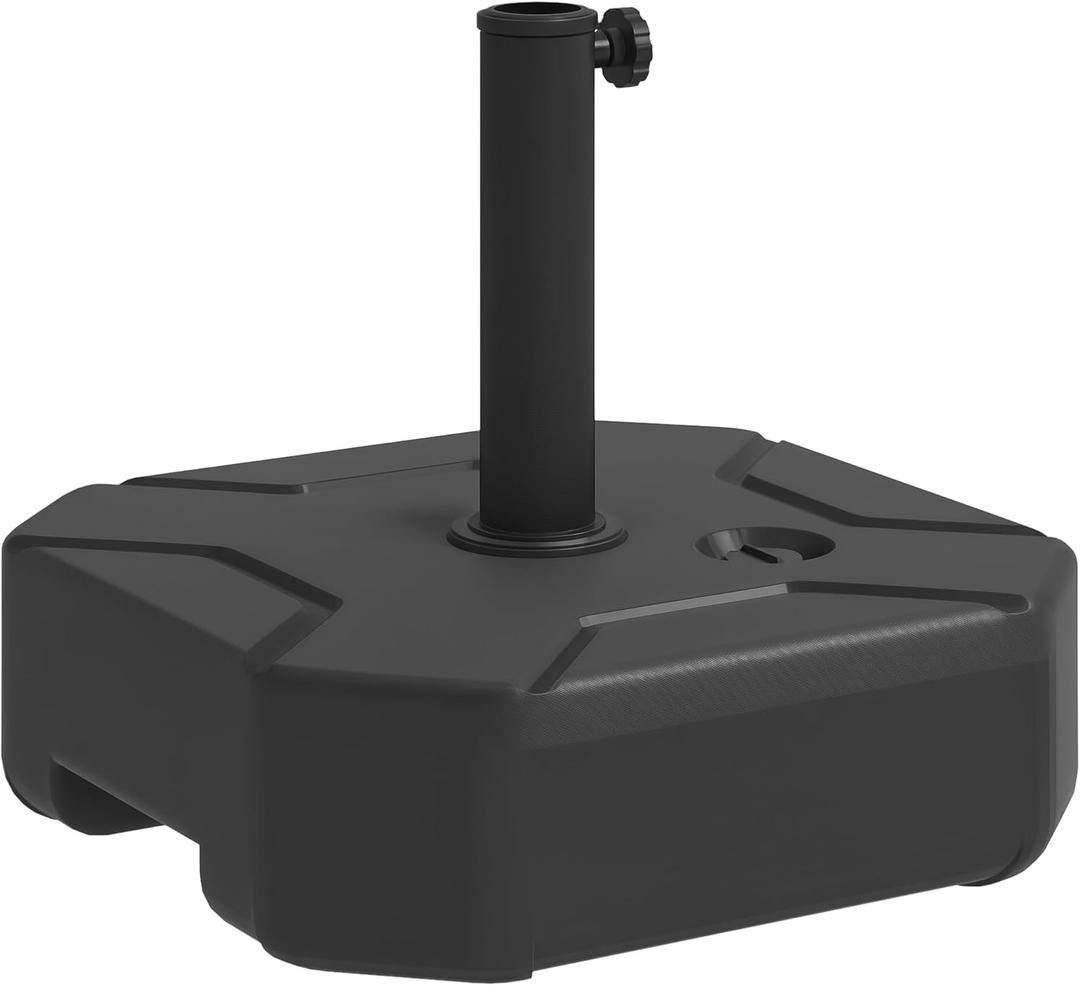 Outsunny Square Patio Umbrella Base Holder, Heavy Duty Outdoor Umbrella Stand Base, Filled Up to 55lbs with Stand or 44lbs with Water for Garden, Poolside, Black
