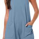 ANRABESS Womens Rompers Summer Casual Loose Sleeveless Overalls Spaghetti Strap Shorts Jumpsuit 2026 Beach Vacation Clothes (Blue, M)