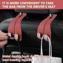 2 Pack Upgrade Car Purse Hook for Car, Headrest Hooks for Car,Car Seat Bag Hooks for Headrest,Premium Leather Car Headrest Hanger with Metal Hooks,Car Organizer Backseat Gadgets (Volcano red)