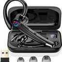 Atheewon Bluetooth Headset V5.4, 115H Playtime Wireless Bluetooth Earpiece with Dual Mic Noise Cancelling Computer Headset Hand Free Headphones for Trucker, Driver, Home, Work, Business