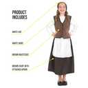 fun shack Kids Colonial Costume Girls, Tudor Kitchen Dress, Medieval Renaissance Outfit, Pilgrim Attire for Girls (X-Large)