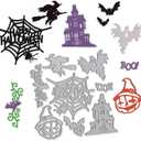 Happy Halloween Spide Web Metal Cutting Dies, Witch Bat Pumpkin Castle Pattern Die Cuts for Card Making Embossing Stencil Template DIY Scrapbooking DIY Paper Cards Making Gift, DIY Halloween Dcor (silver)