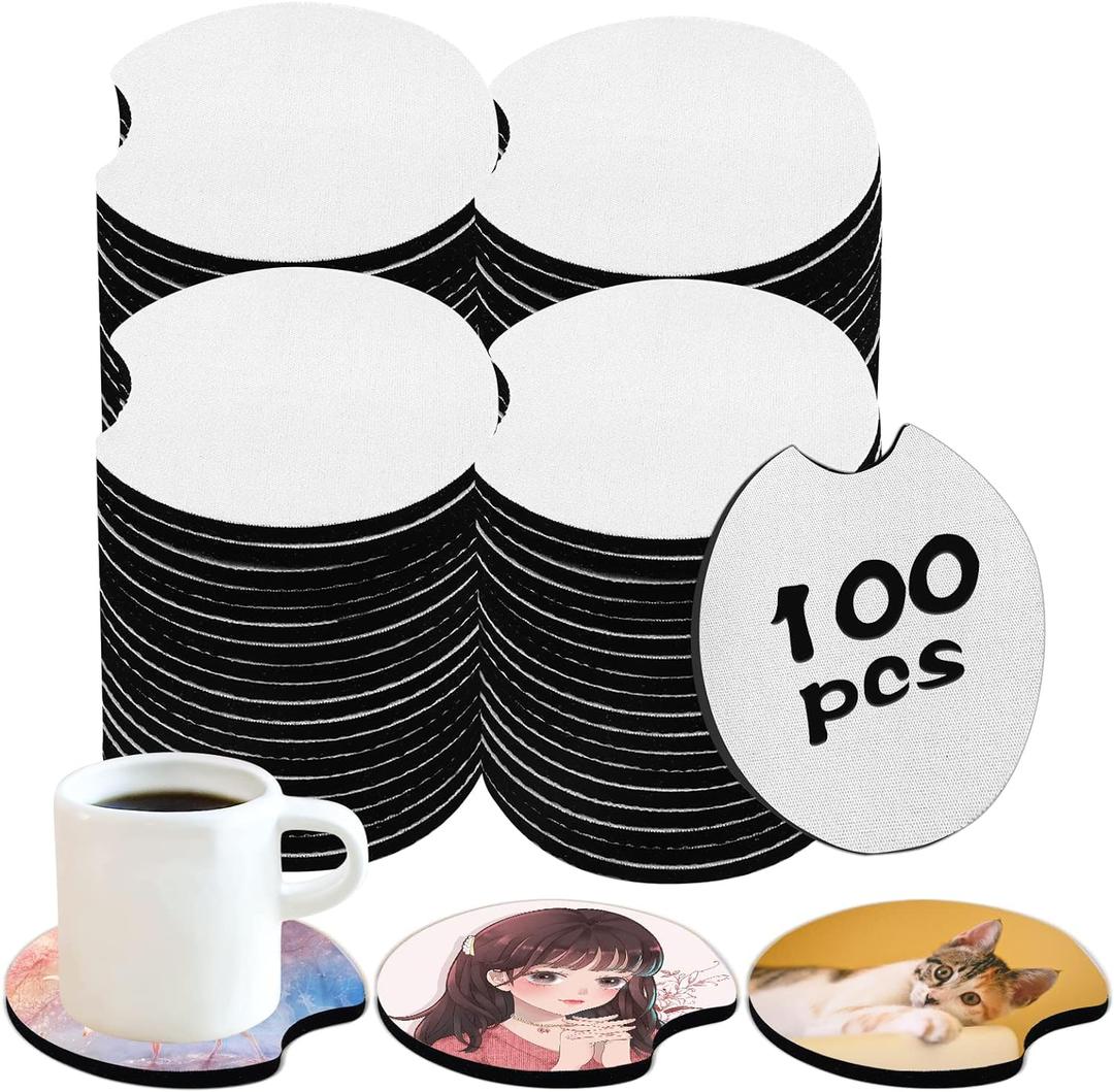 100 PCS Sublimation Blank Car Coasters, 2.75 in Circular Opening Blank Sublimation Coasters for Thermal Sublimation DIY Crafts,Car Coasters.