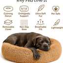 Calming Dog Bed - Fluffy Donut Cuddler for Anxiety Relief, Orthopedic Pet Bed with Non-Slip Bottom, Cozy Round Faux Fur Nest for Dogs and Cats, Plush Crate Mat for Comfort (Camel, Medium)