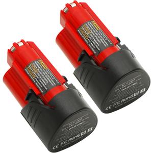 2-Pack 4.0Ah Replacement Battery Compatible with Milwaukee 12V Lithium Ion Battery 48-11-2420 48-11-2440 48-11-2402 48-11-2411 48-11-2412 Cordless Power Tools (Non-OEM)