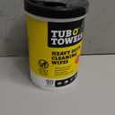 Tub O' Towels Heavy-Duty Multi-Surface Cleaning Wipes Extra-Large 10" x 12", 90-Count Canister Removes Grease, Tar, Ink & Tough Stains Safe for Home, Auto, Garage & More