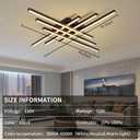 Modern LED Ceiling Lights 43.3" Black Flush Mount Ceiling Light Fixture Sputnik Dimmable Ceiling Lights with Remote Control for Bedroom Living Room Kitchen Room(6 Lights)
