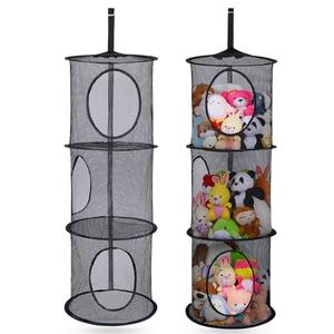 Basumee Stuffed Animals Net or Hammock 2 Pcs Stuffed Animals Storage Toy Net Hammock for Plushies Storage Organizer Mesh Kids Girls Room Decor, Black, 3 Tiers