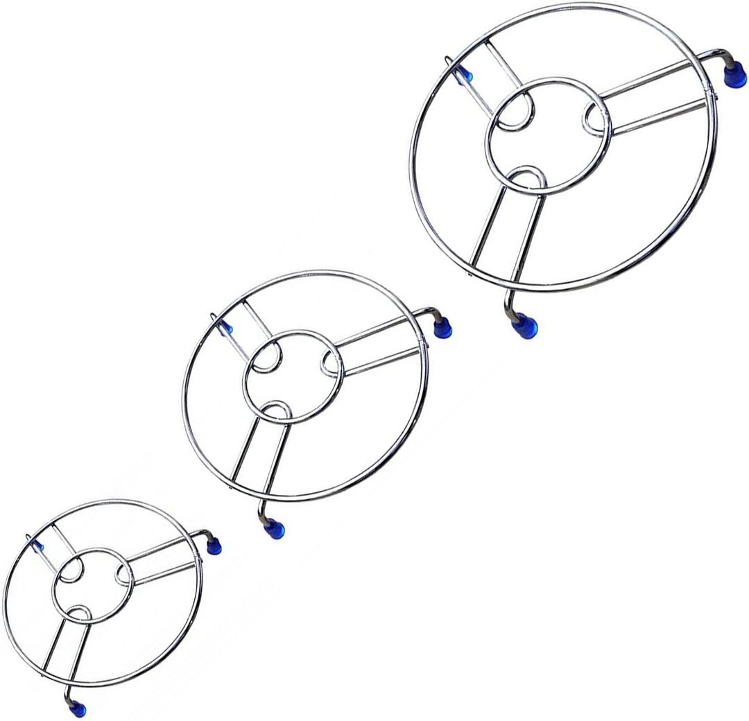 SIGNAMIO Stainless Steel Trivets Hot Pot Mat Stand for Kitchen Heat Resistance Utensil Vessel Holder/Dining Table/Cooker Stand/Cooling Steaming Rack Stand/Round Pads Holder Cookware Fit - Pack of 3