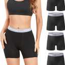 wirarpa Women's Boxer Briefs Cotton Underwear Anti Chafing Boy Shorts Panties 5.5" Inseam 4 Pack XL (Black)
