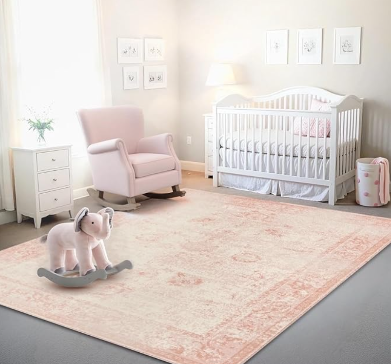 Istana 8x10 Area Rug - Pink 8x10 Rugs for Living Room - Foldable Rugs for Bedroom - Stain Resistant Washable Rug - Eco-Friendly Area Rugs - Easy to Clean Living Room Rug