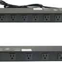 Tecmojo 1U Rackmount Network-Grade PDU Power Strip, 12 Wide-Spaced Right Angle Outlets, Circuit Breaker 12A (UL Certified 12A) 6ft Cord w/ 5-15P Plug, Black