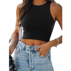 REORIA Women’s Sexy Sleeveless Racer Back Tank Tops Halter Neck Crop Tops L REORIA Women’s Sexy Sleeveless Racer Back Tank Tops Halter Neck Crop Tops L