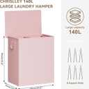 Chrislley Double Laundry Hamper with Lid, 140L Laundry Basket 2 Section
