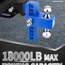 METOWARE Adjustable Trailer Hitch for 2.5 Inch Receiver, 8" Drop/Rise Heavy Duty Aluminum Tow Hitch, 18,000 LBS GTW, Dual Ball (2" & 2-5/16"), Double Stainless Steel Locks & Hitch Pin (Blue)