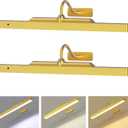 Picture Light Gold 2Pack, 5000mAh Battery Opertated Cordless Picture Lights for Wall, 16in CCT Dimmable with Touch Control for Wall Painting, Frame, Portrait, Dartboard