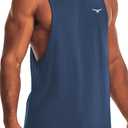 Men's Belief Drop Arm Tank Top Sleeveless Muscle T Shirts Gym Workout Stringers (Medium, Navy Blue)