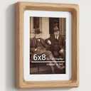 6x8 Picture Frames Natural Oak,Original Wood Hand Make Crafted Photo Frame with Mat to 5x7 Graduation Picture Display,Family Picture,Wedding Picture Tabletop & Wall Decoration