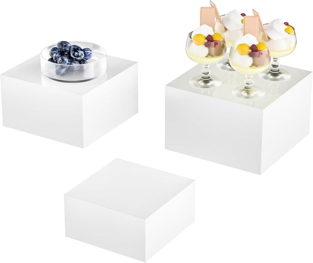 Acrylic Dessert Stand,Buffet Risers, Food Risers, Multi-Purpose Cake Stand for Parties, Weddings, Birthdays, Catering, Jewelry,Collectibles (White, 6"x7"x8")