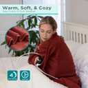 BLACK+DECKER Heated Blanket Electric Throw, Fleece Electric Blanket, Heating Blanket with 4 Heating Levels, 3H Timer, Auto Shutoff, Fast Heating (50x60 inches, Maroon)