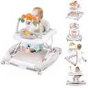 Boyro Baby Baby Walker, 5-in-1 Baby Walkers for Boys and Girls 6-12 Months with Bouncer, Removable Footrest, Feeding Tray & Music, Foldable & Adjustable Activity Walker for 6-18 Months Toddler Infant
