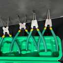 4-piece Snap Ring Plier Set, 7 in (17.8 cm) Round Nose C-Clamp, for Snap Ring Removal, with green Storage Case