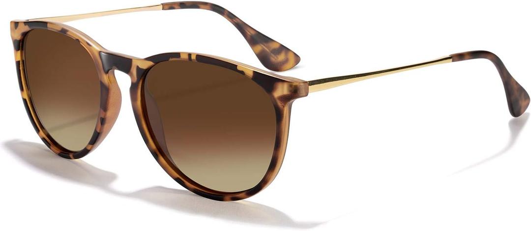 CHBP Polarized Sunglasses for Women Men - Trendy 2025 Vintage Classic Retro Round Mirrored Lens Designer Style (1-a Leopard Frame Brown Lens)