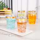 I00000 200 Pack Gold Plastic Cups, 10 oz Clear Plastic Cups Gold Rimmed Disposable Wine Glasses Fancy Disposable Party Cups Wedding Cup Drinking Tumblers Cocktail Glasses with Gold Rim