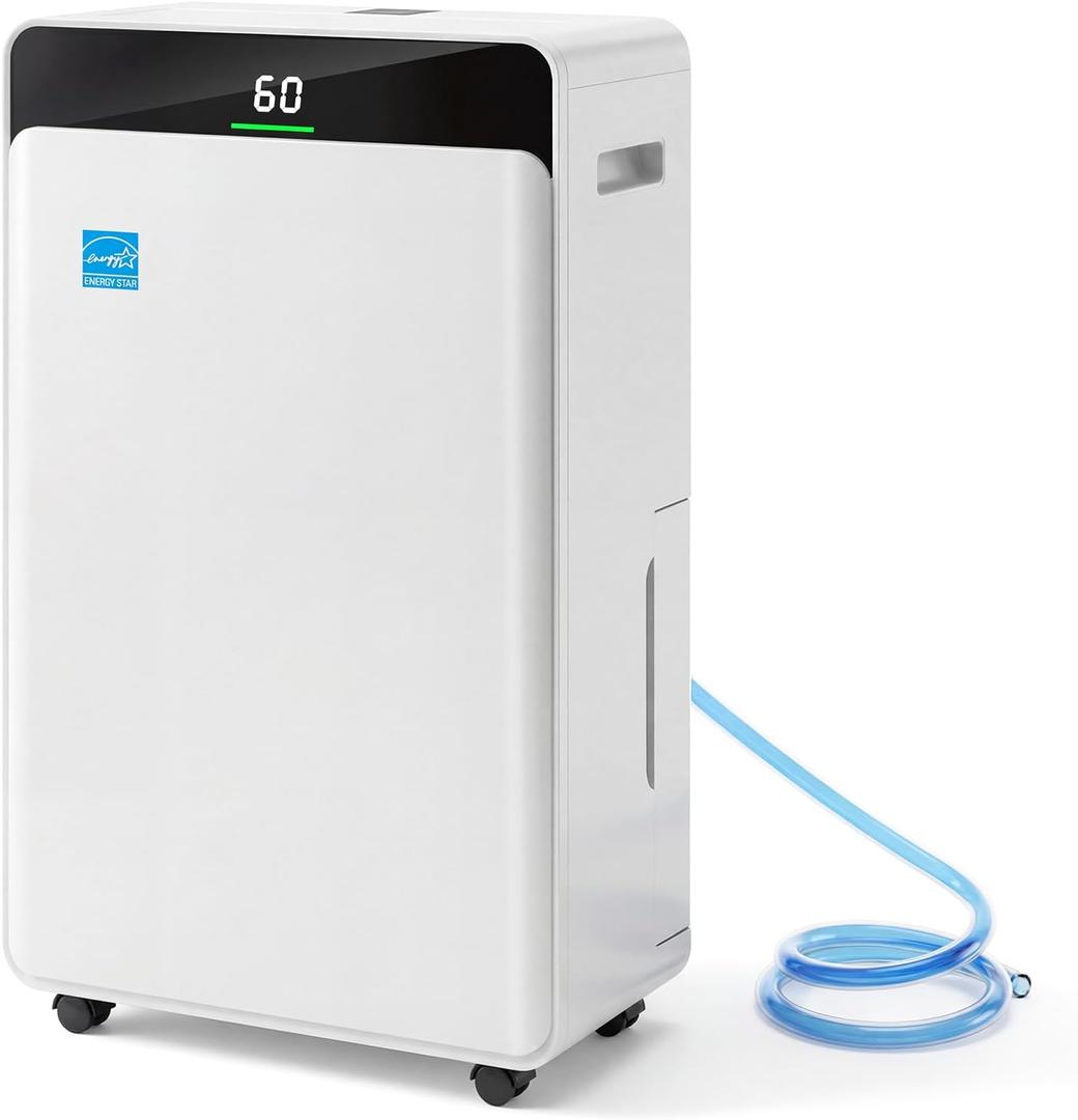 2026Upgraded 5000 Sq.Ft 80 Pint energy star Dehumidifier for Basements with Large 1.72 Gal Tank,Portable Smart Compressor Whisper Dehumidifier for Home/Bedroom/Bathroom