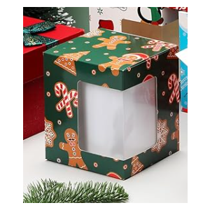 Harloon Christmas Gift Boxes for Sublimation Mugs Transparent Mug Boxes Wine Glass Gift Packaging Box for Blanks Sublimation Coffee Mugs