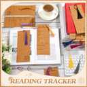 50 pcs Colorful Book Review Bookmarks with 50 Bookmark Tassels Book Tracker Reading Log Page for Readers Bookish Bookworm Gift, Reading Page Tracker for Students Teachers Women (Brown)