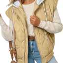 EVALESS Puffer Vest Women Cropped Hooded Zip Up Quilted Sleeveless Jackets 2025 Fall Lightweight Coat with Pockets, Size 2XL