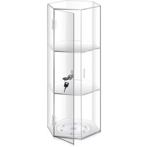 Colingmill 24'' H Rotating Jewelry Display Case with Lock and Keys, 360-degree Locking Acrylic Clear Cabinet for Collectibles, Safe Showcase for Office Retail Store Bread Holder