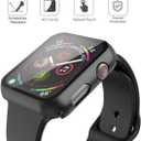 4 x Misxi 2 Pack PC Case with Tempered Glass Screen Protector Compatible with Apple Watch SE 3 (2025) SE 2 SE Series 6 Series 5 Series 4 40mm, Shockproof Protective Cover for iWatch, 1 Black + 1 Transparent