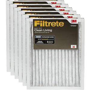 Filtrete Clean Living Basic Dust Filter, MPR 300, 16" x 25" x 1" 6-Pack