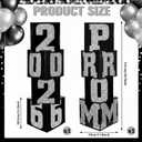 Queekay 8 Pcs Prom Column Standup Photo Booth Decorations 2026 Prom Backdrop Balloon Boxes Cardboard Decoration Column for Party College, 11.8 x 44.9 Inch(Silver, Black)