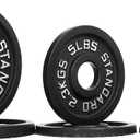 Olympic Cast Iron Plate for Strength Training and Weightlifting, Pairs, Sets or Set with Barbell, Multiple Sizes (2.5/5/10LB Pair Set, Deep Edge Vintage)