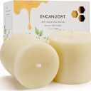 3x3 Inch Pure White Natural Bee Waxs Candles Set of 2,70-95 Hour Long Bees Candles Burning,Unscented Smokeless and Dripless for Home Decor,Wedding, Dinner,Gifts, Ivory