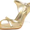 Vivianly Women's Square Toe Cross Strap Stiletto Heeled Sandals 3.9 Inch Heel with Adjustable Ankle Strap Dress Shoes, 9