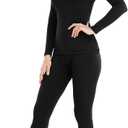 WEERTI Thermal Underwear for Women Long Johns with Fleece Lined Base Layer Women Cold Weather Top Bottom (Black, M)