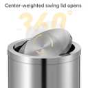 Mbillion Small Trash Can with Swing Lid 4 Gallons/15 Liter, Mini Trash Can with lid, Stainless Steel Cylindrical Garbage Can for Home and Office, for Ground and Desktop(Brushed Silver)